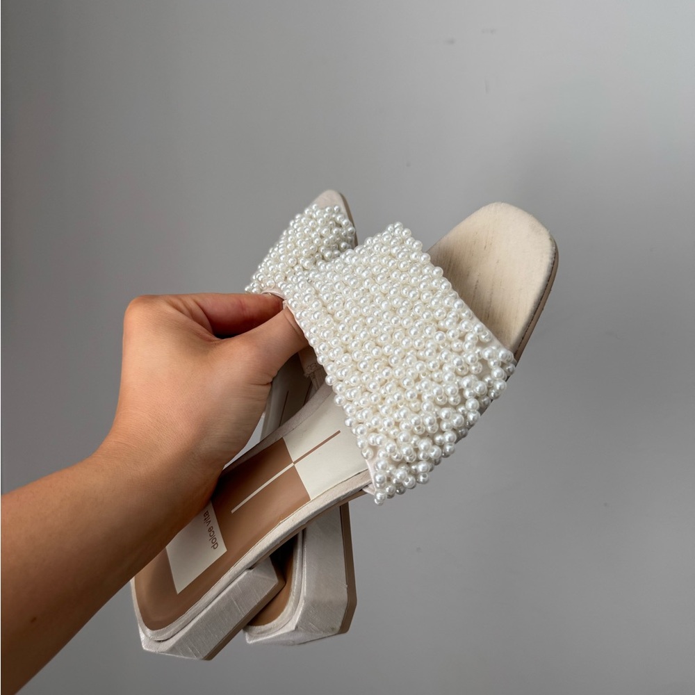 Dolce Vita Pearl Embellished White Sandals